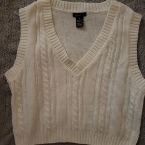 White Cable Knit Sweater Vest